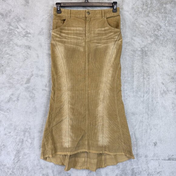 Urban Outfitters Skirt Womens Small Brown Stretch Flared Midi Five Pocket Boho - Picture 1 of 9